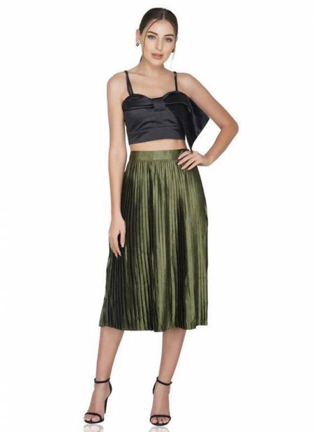 Light Green Colour Divya Nayka Solid Soft Satin Fancy Skirt Collection DF-NYKAA-17